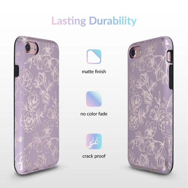Dusty Rose Chrome Floral iPhone Case - Image 46