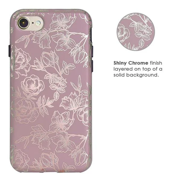 Dusty Rose Chrome Floral iPhone Case - Image 47