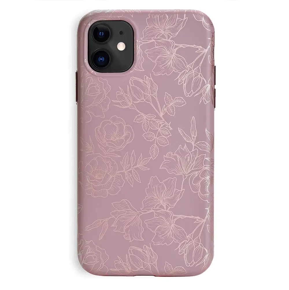 Dusty Rose Chrome Floral iPhone Case - Image 48