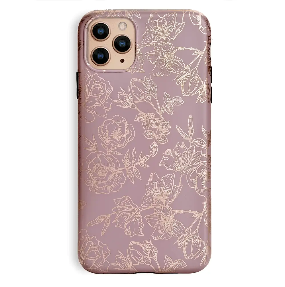 Dusty Rose Chrome Floral iPhone Case - Image 58
