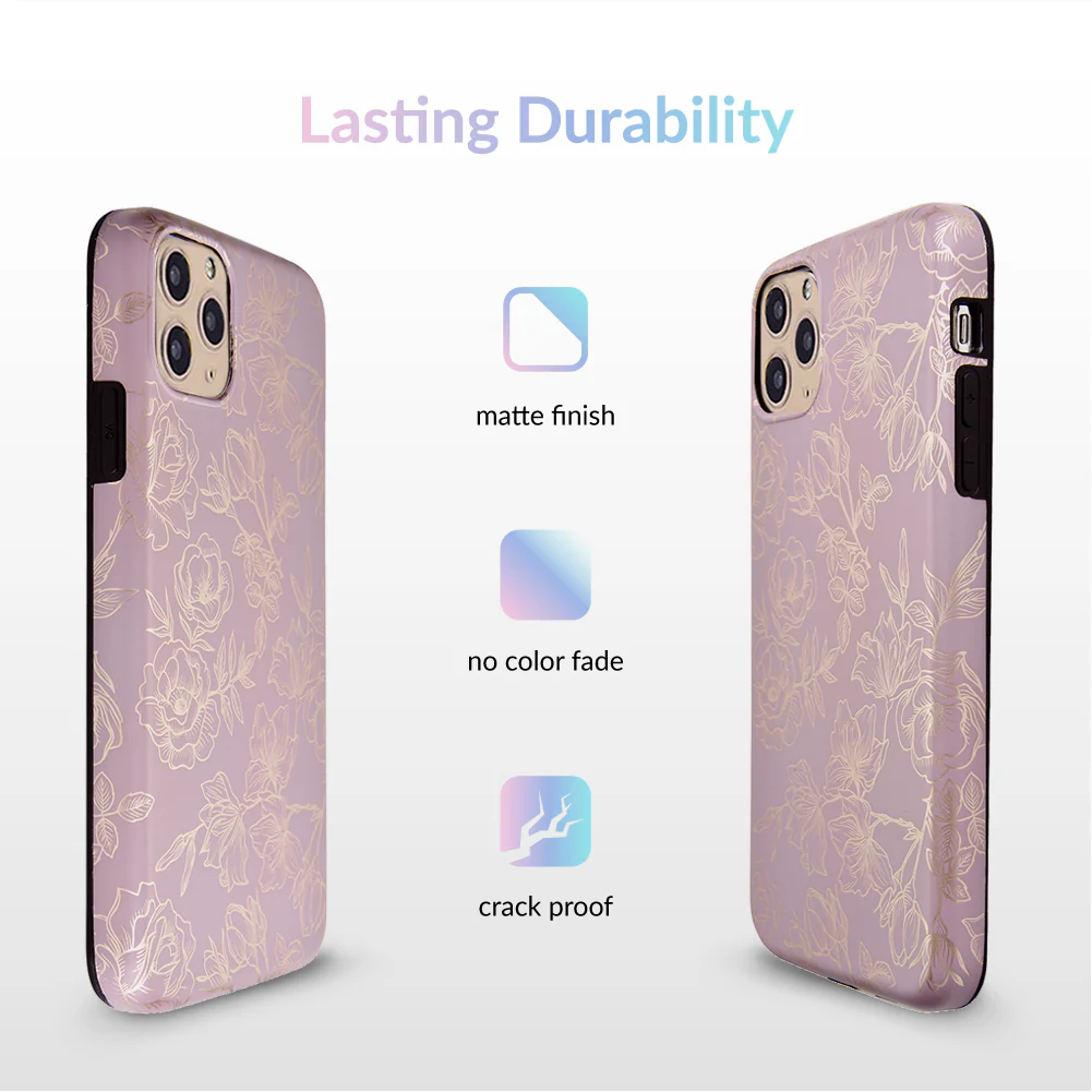 Dusty Rose Chrome Floral iPhone Case - Image 61