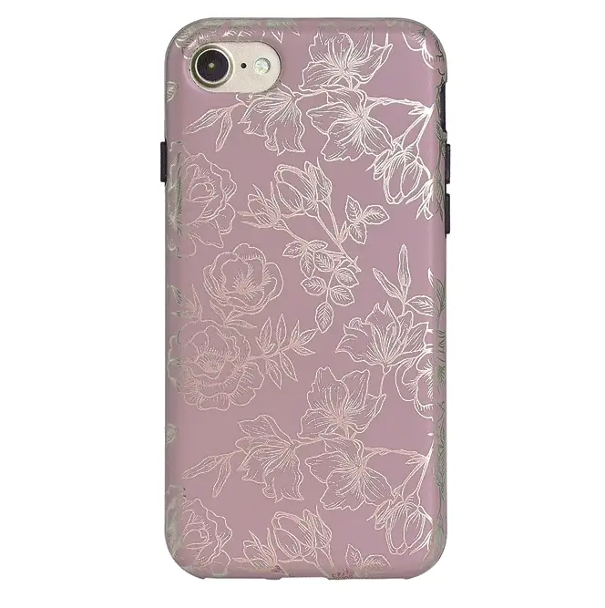 Dusty Rose Chrome Floral iPhone Case - Image 7