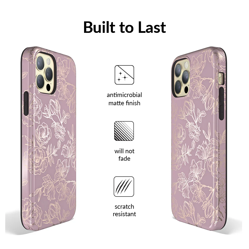 Dusty Rose Chrome Floral iPhone Case - Image 71