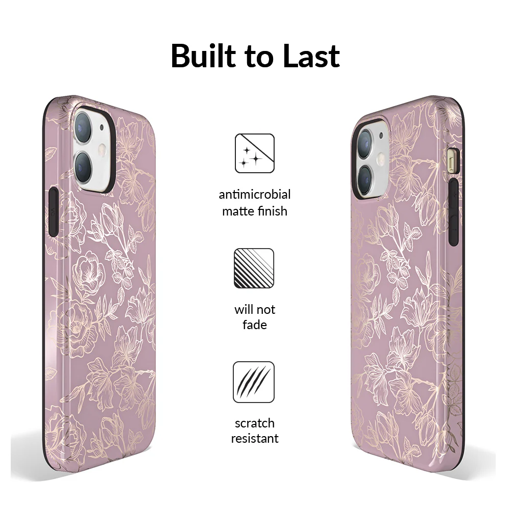 Dusty Rose Chrome Floral iPhone Case - Image 76