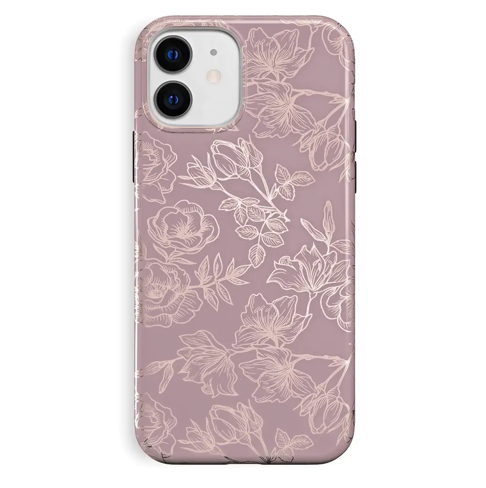Dusty Rose Chrome Floral iPhone Case - Image 78