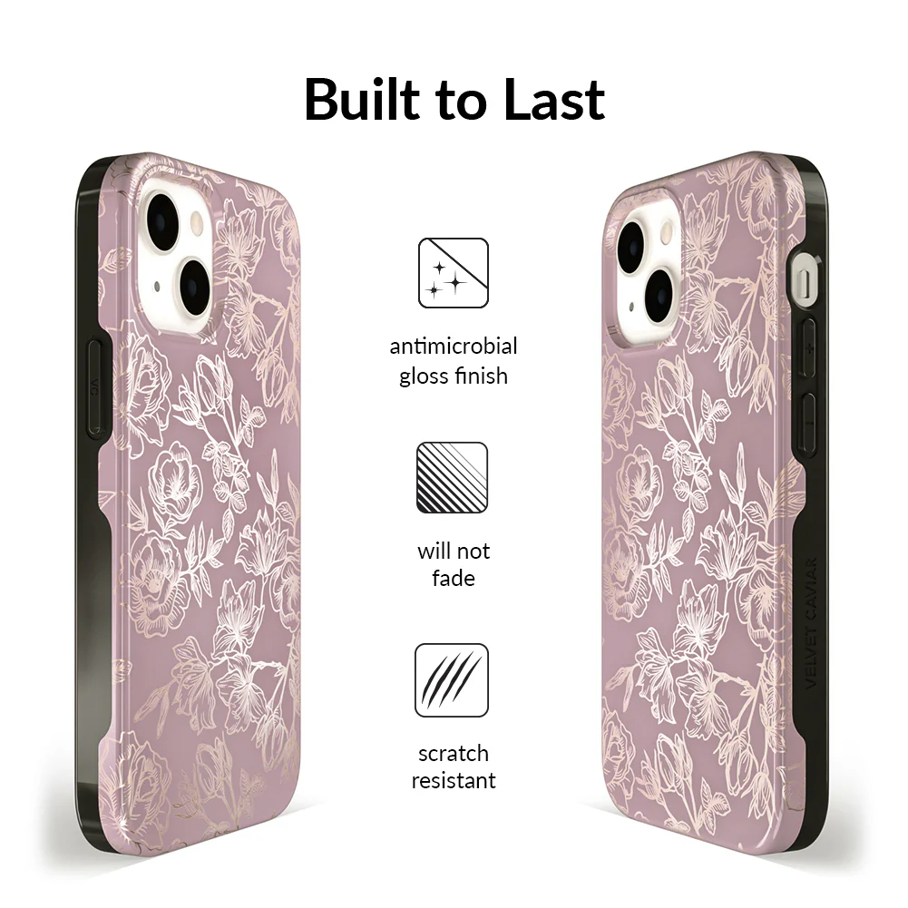 Dusty Rose Chrome Floral iPhone Case - Image 86