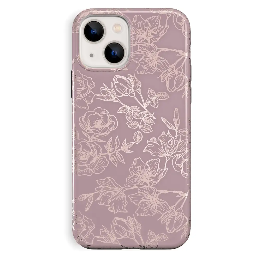 Dusty Rose Chrome Floral iPhone Case - Image 88