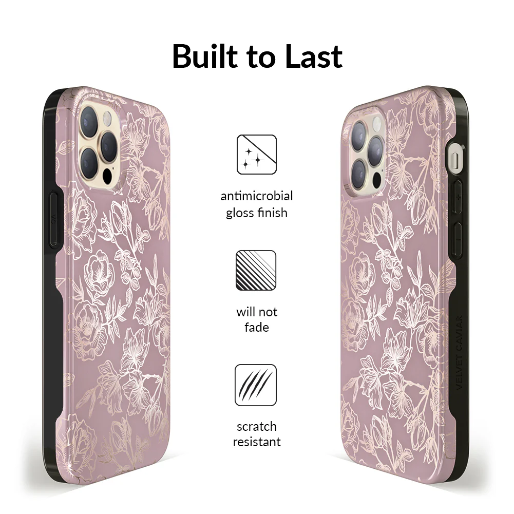 Dusty Rose Chrome Floral iPhone Case - Image 96
