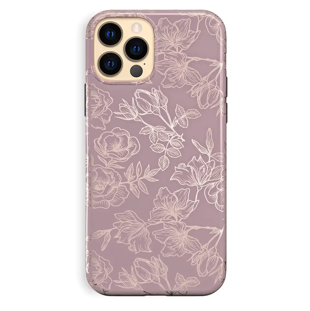 Dusty Rose Chrome Floral iPhone Case - Image 98