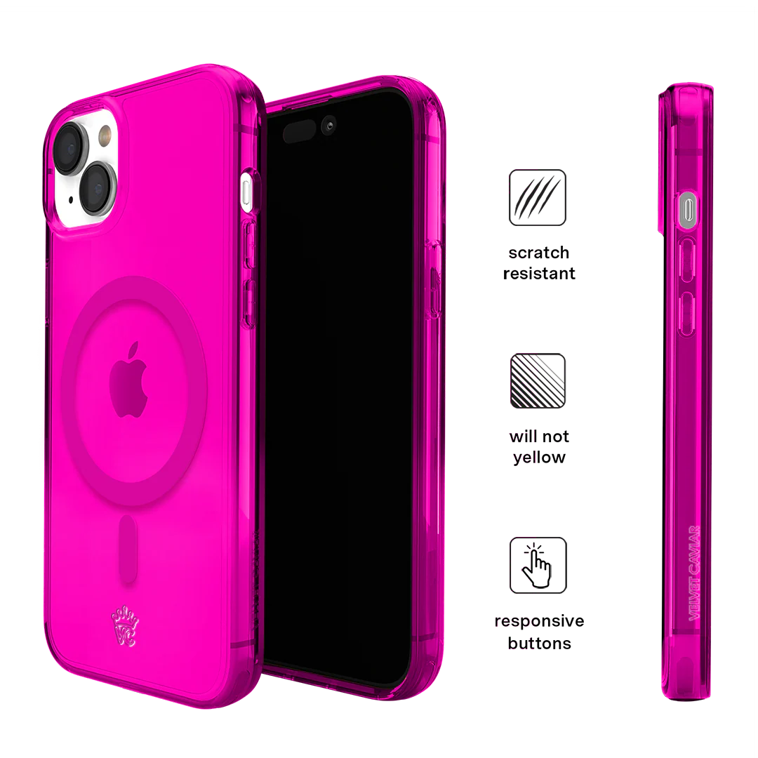 Neon Pink Clear iPhone Case - Image 108