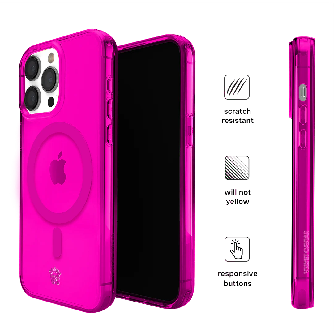 Neon Pink Clear iPhone Case - Image 113