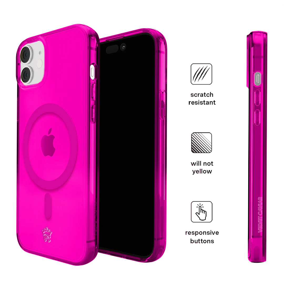 Neon Pink Clear iPhone Case - Image 118