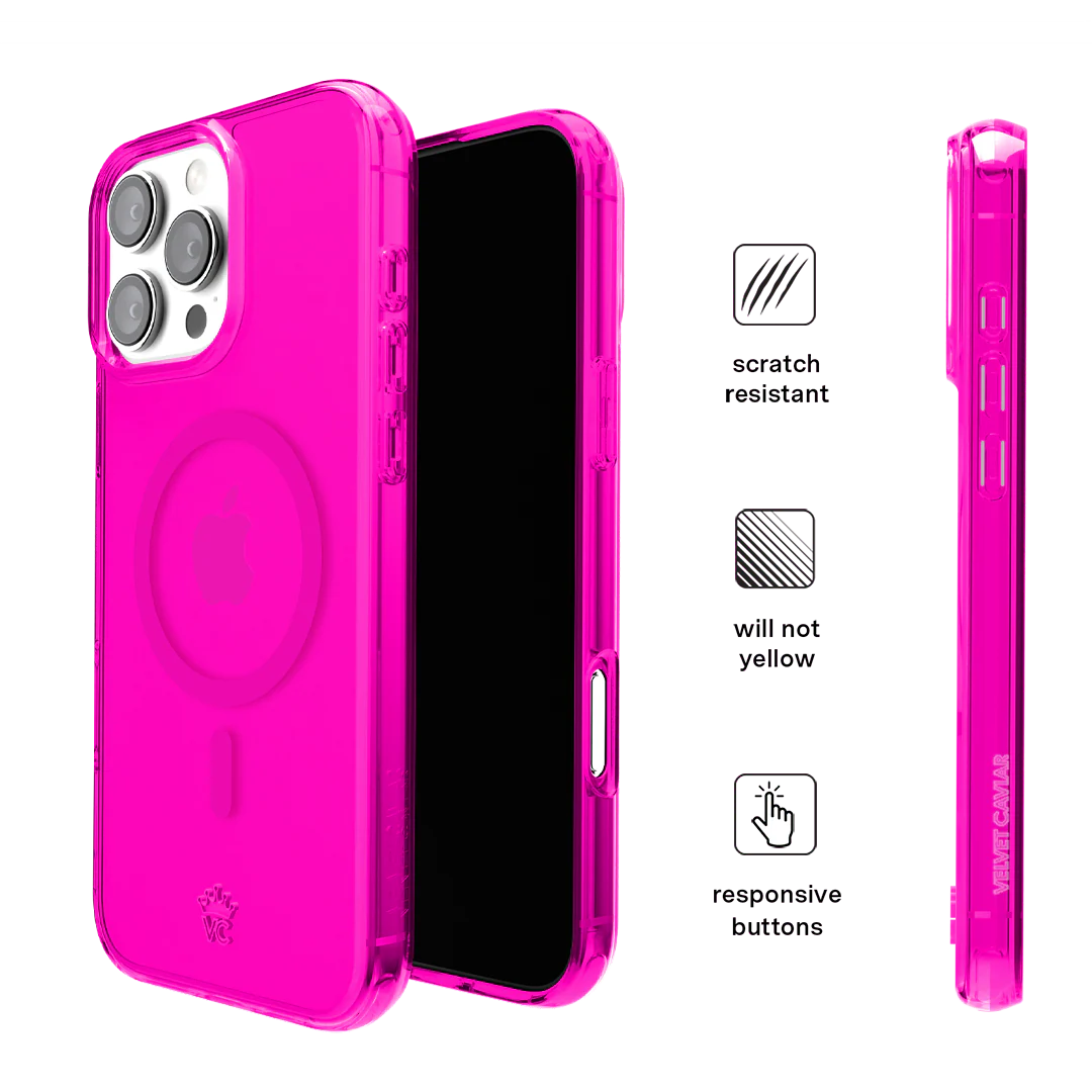 Neon Pink Clear iPhone Case - Image 128
