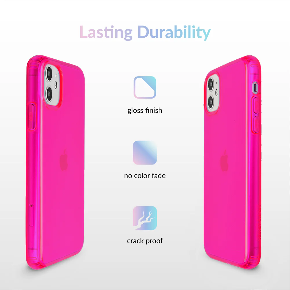 Neon Pink Clear iPhone Case - Image 13