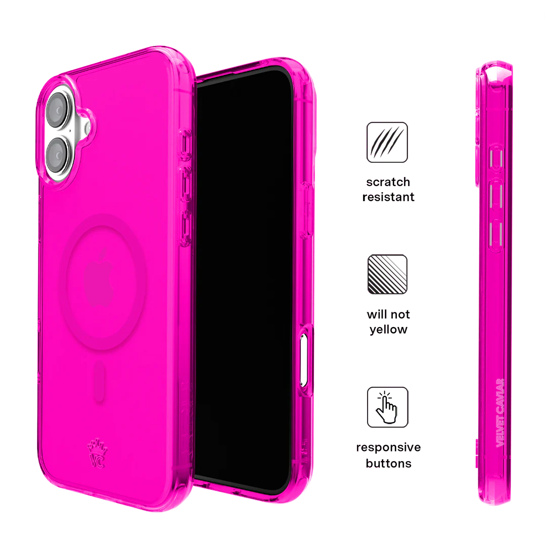 Neon Pink Clear iPhone Case - Image 138
