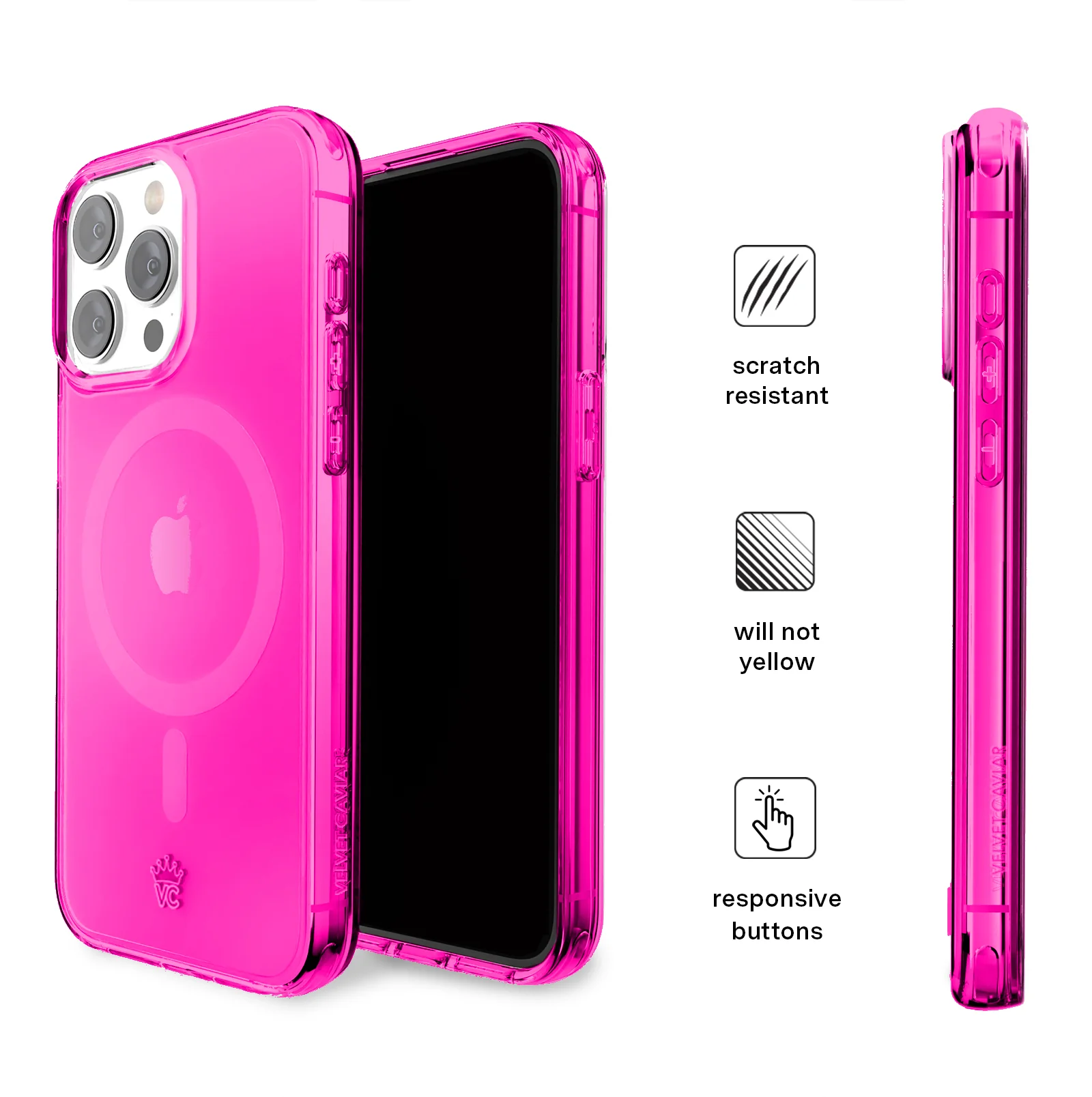 Neon Pink Clear iPhone Case - Image 72