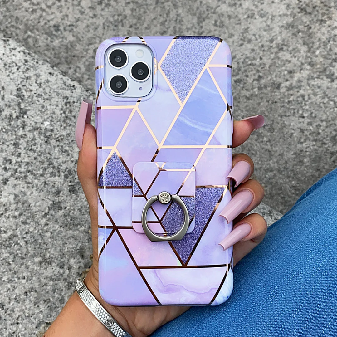 Purple Geometric Marble iPhone Case - Image 32