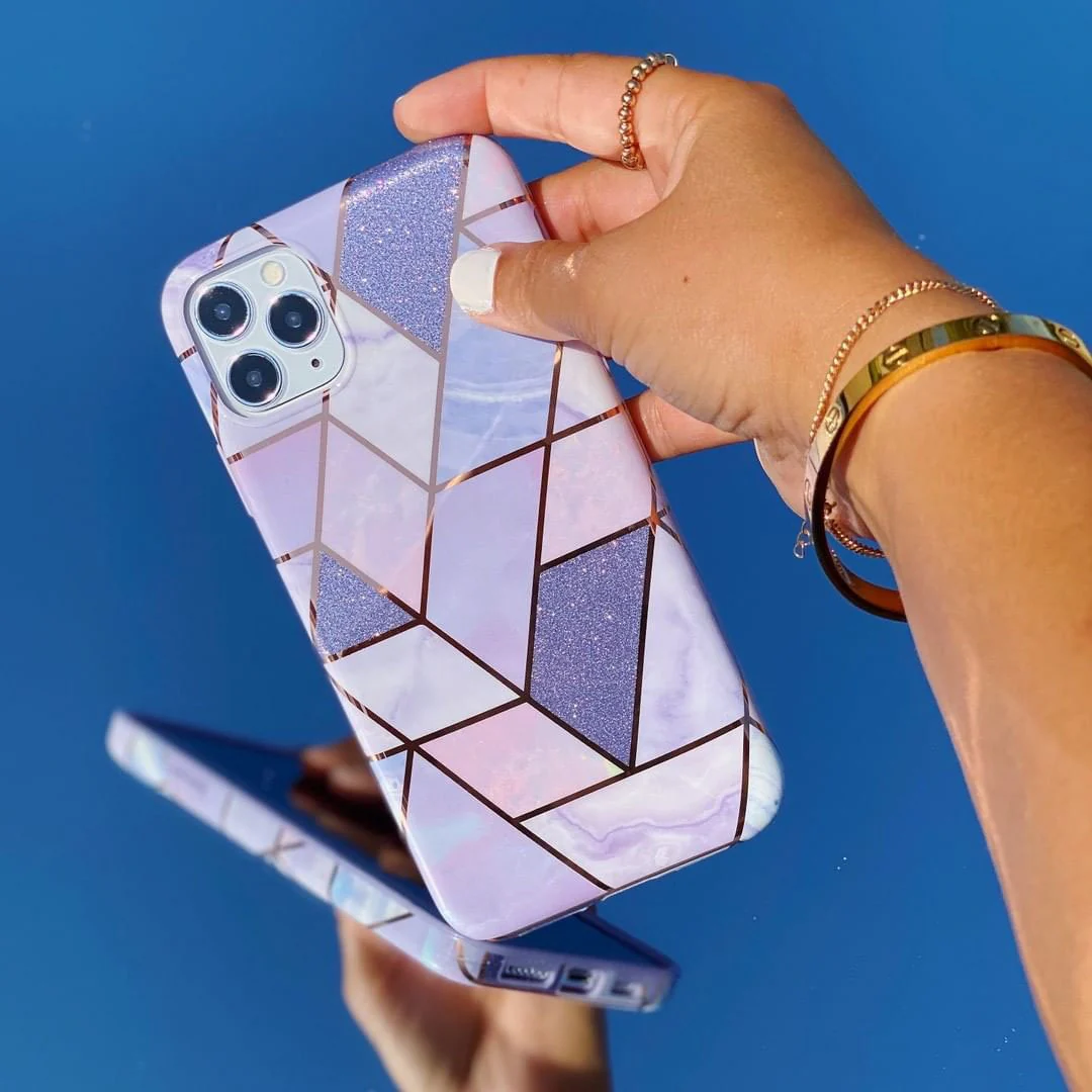 Purple Geometric Marble iPhone Case - Image 80