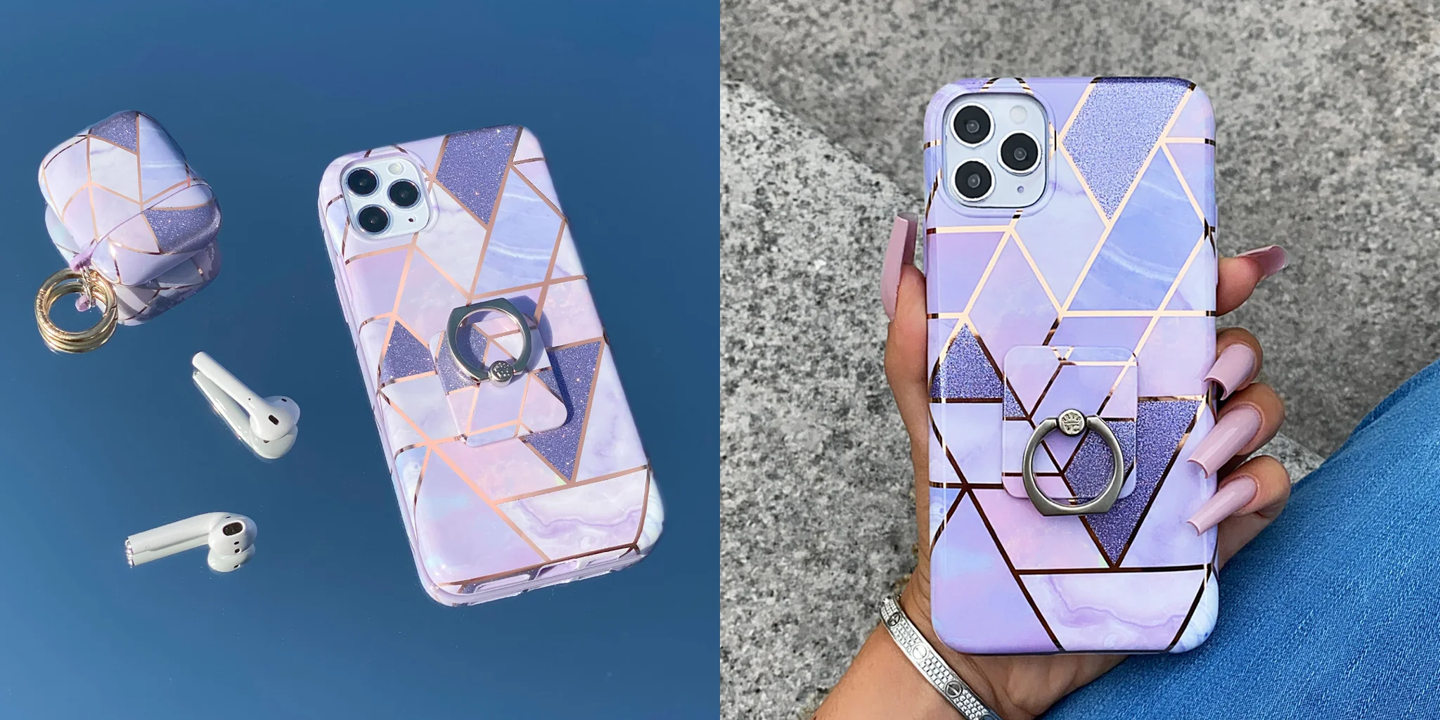 Purple Geometric Marble iPhone Case - Image 97