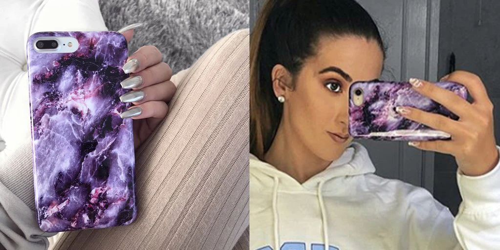 Purple Stone Marble iPhone Case - Image 93