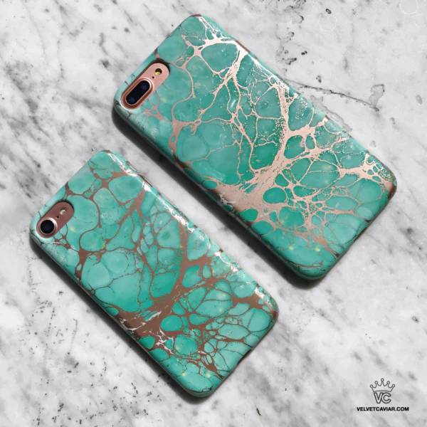Turquoise Rose Gold Chrome iPhone Case - Image 44